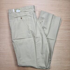 The Men's Store Trousers Men 44x32 Beige Flat Front Cotton Blend Dress Pants